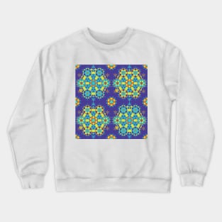 Colorful Flower of Life Pattern on Purple Background Crewneck Sweatshirt